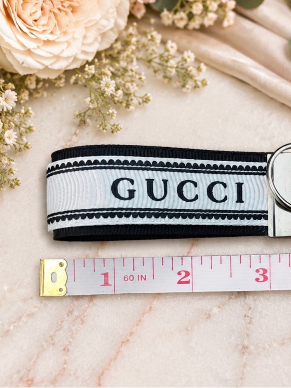 Upcycled Gucci Ribbon Keychain with Gift Box - Picture 2 of 3
